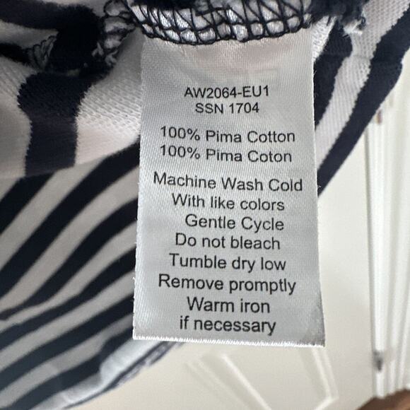 ATM Anthony Thomas Melillo V Neck Navy White Striped 100% Cotton Shift Dress S - Picture 6 of 7